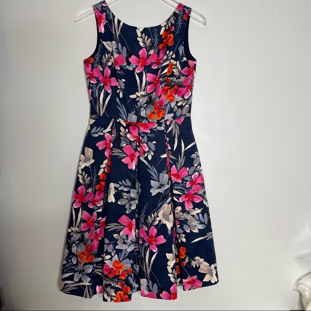 Eliza J Pink Floral Print Fit & Flare Party Midi Dress